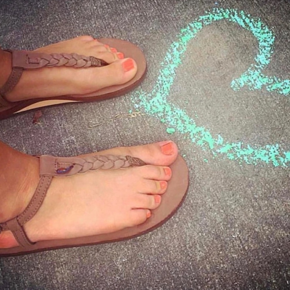Rainbow braided sandals. 💓